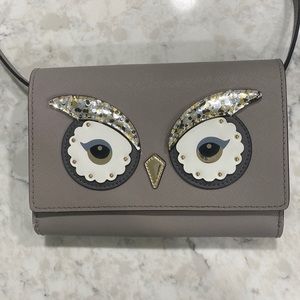 Kate Spade Owl Summer Saffiano Leather Clutch Crossbody Bag, Cityscape Grey
